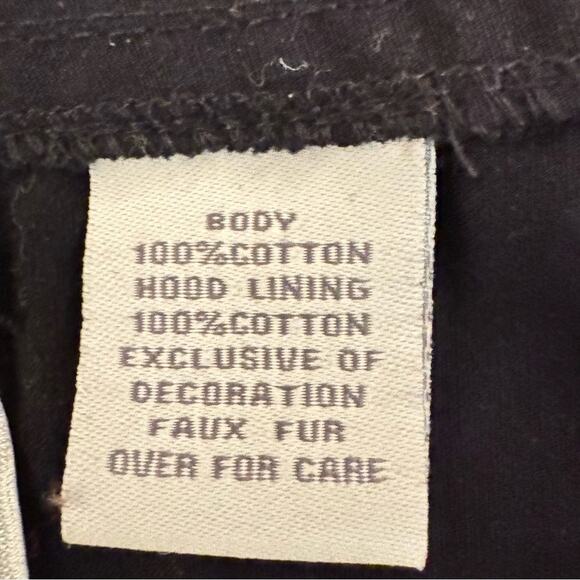 Relativity black lightweight coat with faux fur trimmed hood size large L
 b8 - Picture 3 of 7